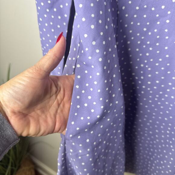 Uniqlo Purple White Dots Printed V-Neck Long Sleeve Mini Dress Small Fit  Flare - Picture 5 of 12
